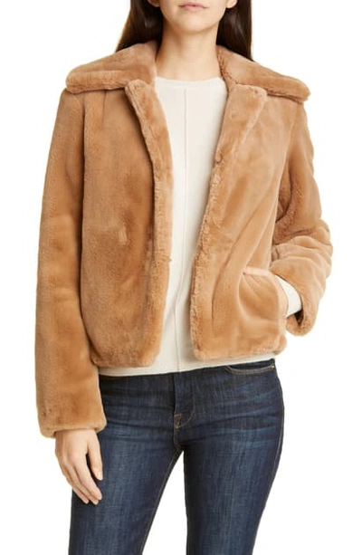 Shop Theory Faux Rabbit Fur Jacket In Camel