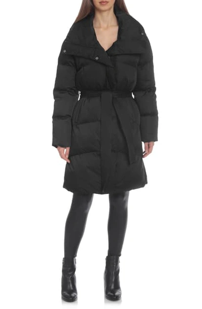 Shop Avec Les Filles Belted Puffer Coat In Black