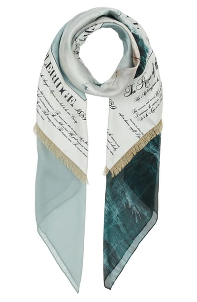 Shop Burberry Mariner Print Silk Square Scarf In Deep Teal