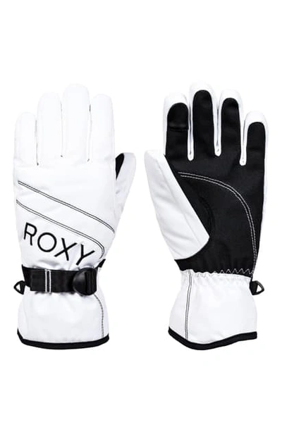 Shop Roxy Jetty Solid Snow Sport Gloves In Bright White