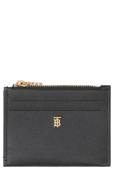 Shop Burberry Simone Tb Hardware Leather Card Case In Black