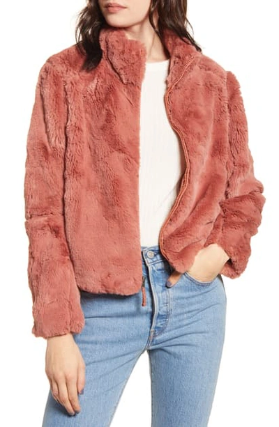 Shop Patagonia Lunar Frost Faux Fur Jacket In Century Pink