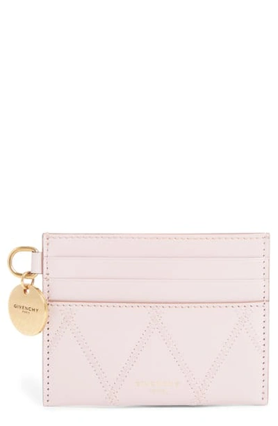 Shop Givenchy Gv3 Quilted Leather Card Case In Pink