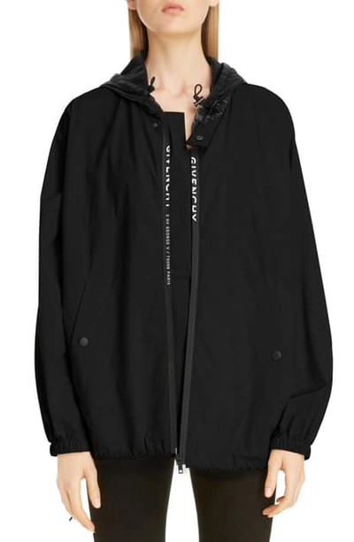 Shop Givenchy Hooded Logo Windbreaker In Black