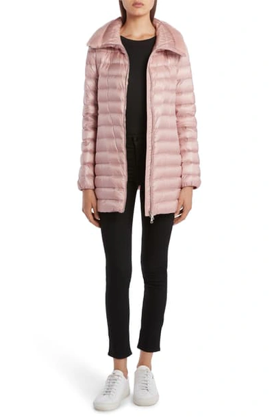 Shop Moncler Soufre Lightweight Down Puffer Coat With Genuine Mink Fur Trim In Pink