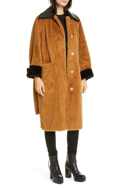 Shop Stand Studio Pamella Velvety Faux Fur Coat In Lightbrown