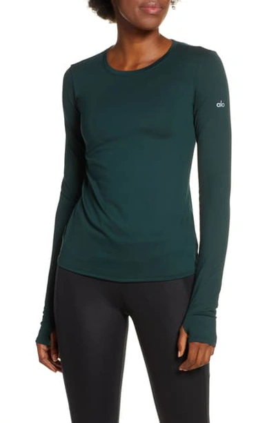 Shop Alo Yoga Finesse Long Sleeve Top In Forest