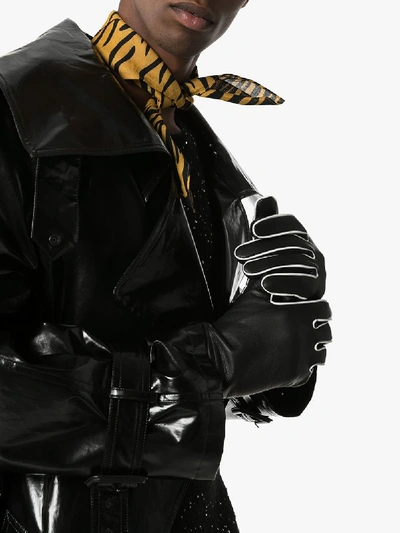 Shop Kagawa Gloves Black Piping Leather Gloves