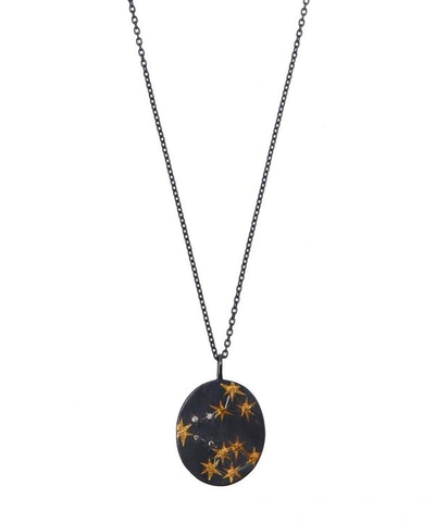 Shop Acanthus Oxidised Silver Pisces Diamond Constellation Pendant Necklace