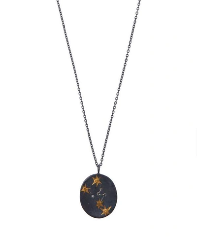 Shop Acanthus Oxidised Silver Taurus Diamond Constellation Pendant Necklace