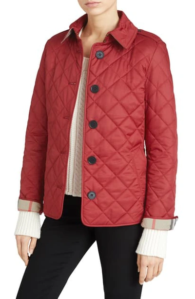 Shop Burberry Frankby Quilted Jacket In Parade Red