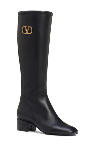 Shop Valentino V-logo Tall Boot In Black