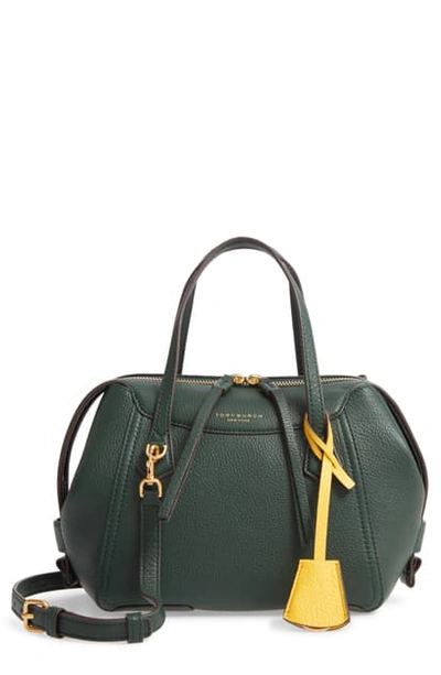 Shop Tory Burch Small Perry Leather Satchel In Pine Tree