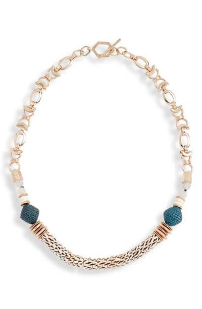 Shop Akola Bone & Druzy Chain Necklace In Chambray