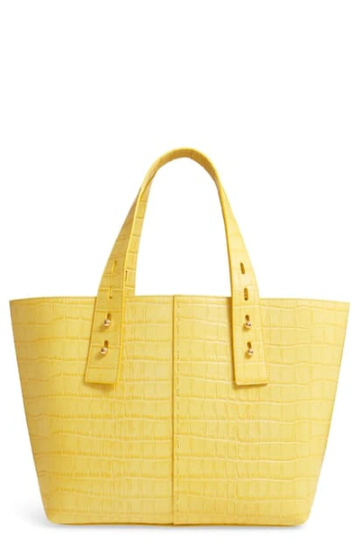 Shop Frame Les Second Medium Embossed Leather Tote In Lemon Croco