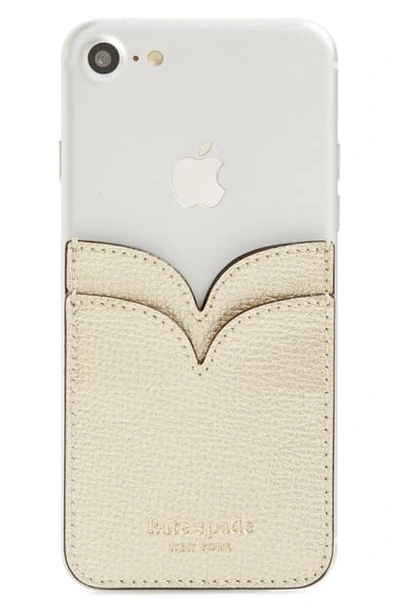 Shop Kate Spade Sylvia Double Sticker Phone Pocket In Pale Gold