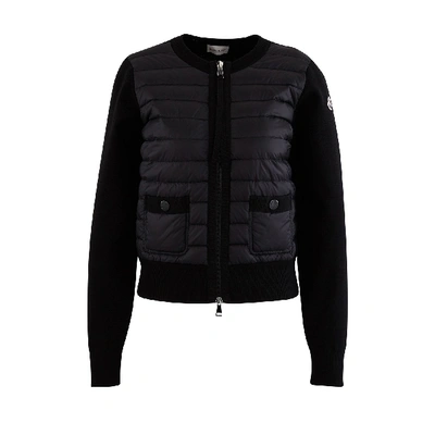 Shop Moncler Wool Cardigan In Black