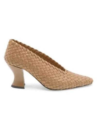 Shop Bottega Veneta Women's Almond Woven Leather Pumps In Cipria