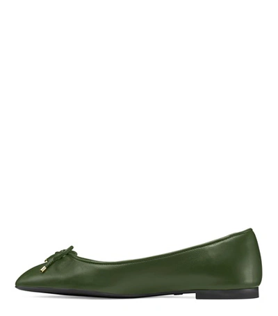 Shop Stuart Weitzman The Gabby Flat In Foglia Green Nappa Leather