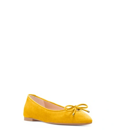 Shop Stuart Weitzman The Gabby Flat In Sunflower Yellow Suede