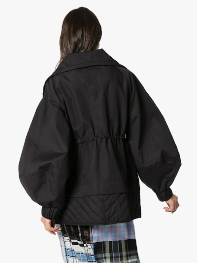 Shop Ganni Blouson Sleeve Jacket In Black