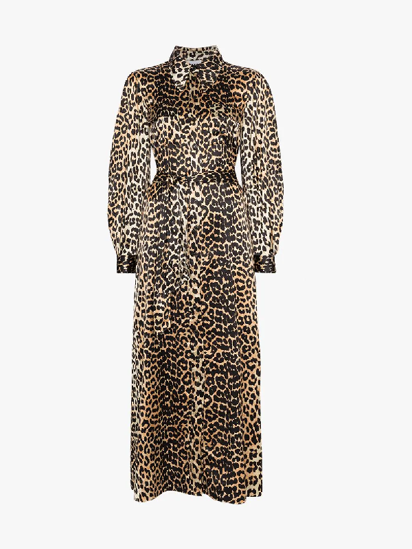 ganni leopard shirt dress