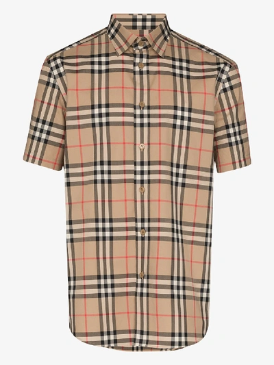 Shop Burberry Caxton Vintage Check Print Shirt In Brown