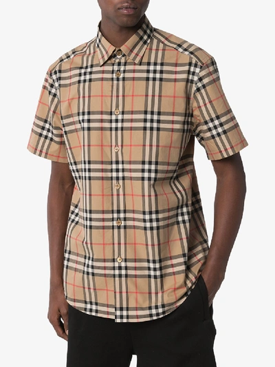 Shop Burberry Caxton Vintage Check Print Shirt In Brown