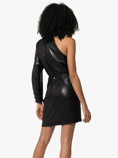 Shop Nanushka Ida Vegan Leather One Shoulder Dress In Black