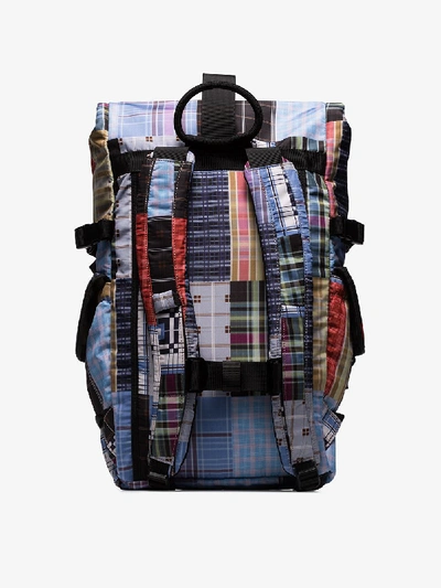 Shop Ganni Multicoloured Patchwork Print Backpack In Blue