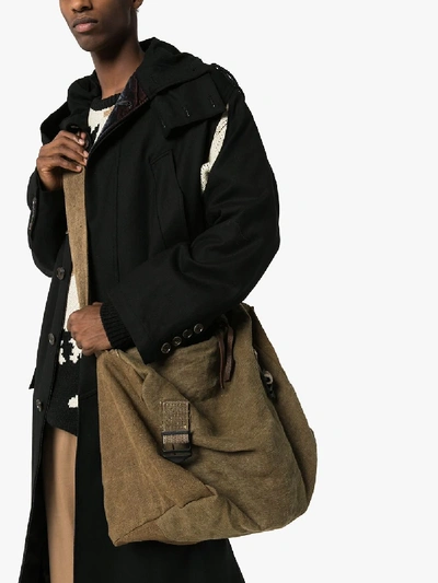 Shop By Walid Green Military Canvas Messenger Bag