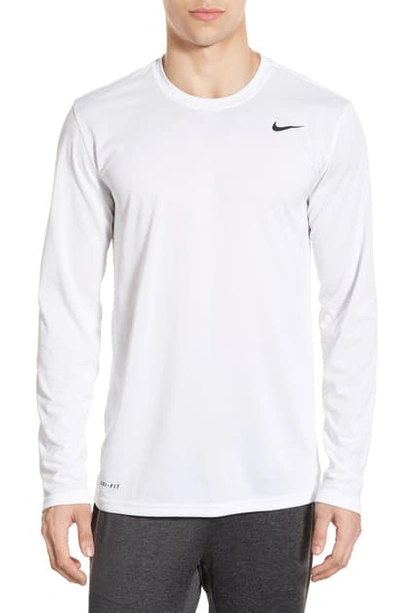 Shop Nike Legend 2.0 Long Sleeve Dri-fit Training T-shirt In White/ Black/ Black