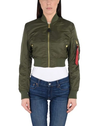 Shop Alpha Industries Bomber In Military Green