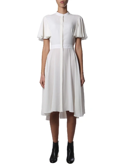 Shop Alexander Mcqueen Long Silk Dress In Bianco