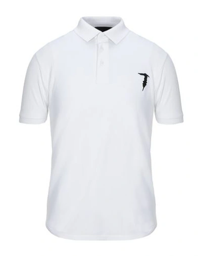 Shop Tru Trussardi Man Polo Shirt White Size Xxl Cotton, Elastane
