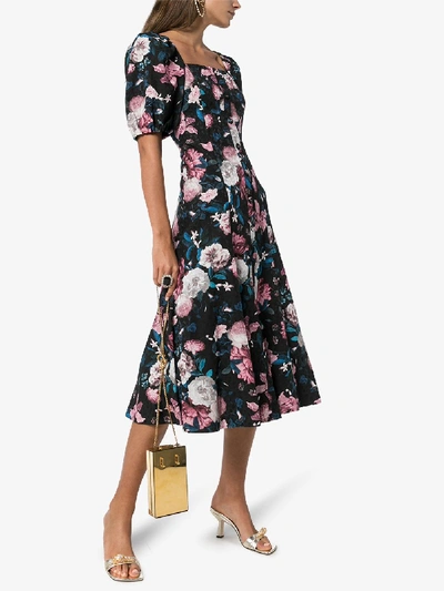 Shop Erdem Mariona Floral Jacquard Dress In Black