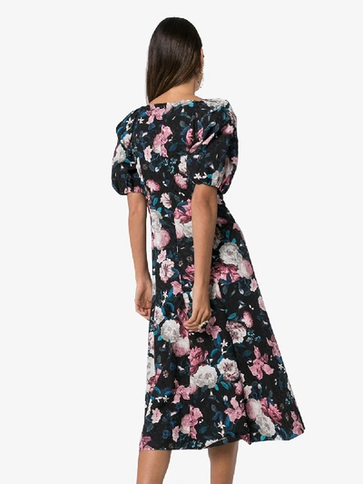 Shop Erdem Mariona Floral Jacquard Dress In Black