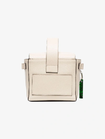 Shop Ganni Cream Small Leather Bracelet Bag In Neutrals