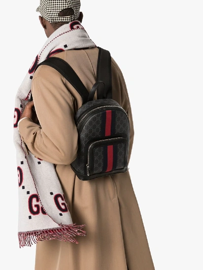 Shop Gucci Black Logo Web Stripe Backpack