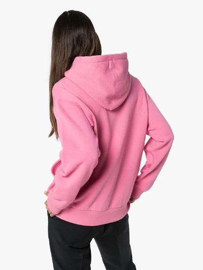 Shop Gucci Gg Apple Logo Cotton Hoodie In Pink