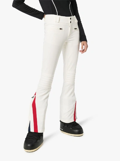 Shop Perfect Moment Flared Stripe Detail Ski Trousers In White