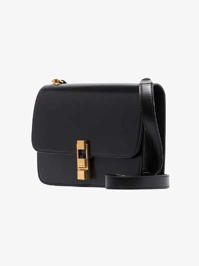 Shop Saint Laurent Black Carrie Leather Shoulder Bag
