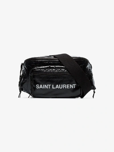 Shop Saint Laurent Black Nylon Cross Body Belt Bag