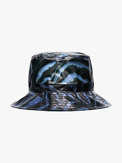 Shop Ganni Womens Blue And Black Animal Print Bucket Hat