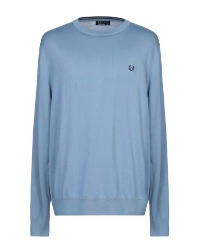 Shop Fred Perry Sweater In Slate Blue