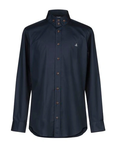 Shop Vivienne Westwood Solid Color Shirt In Dark Blue