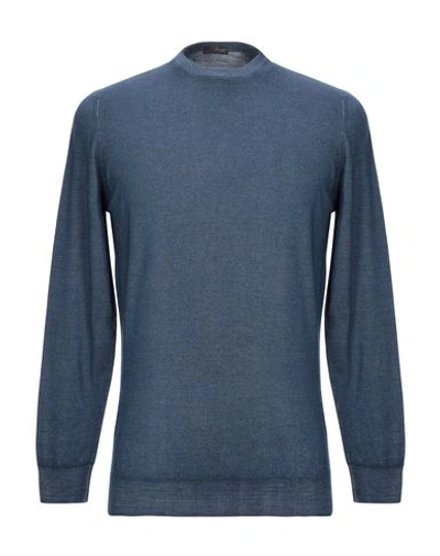 Shop Drumohr Man Sweater Slate Blue Size 40 Super 140s Wool