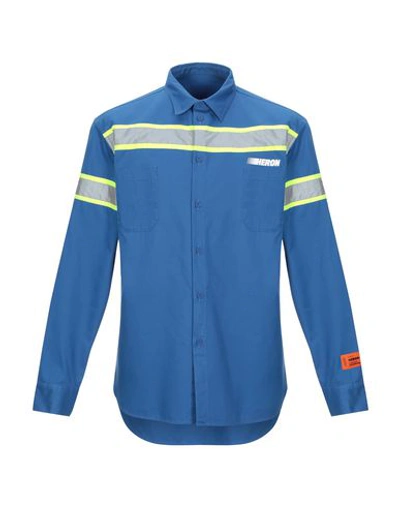 Shop Heron Preston Solid Color Shirt In Bright Blue