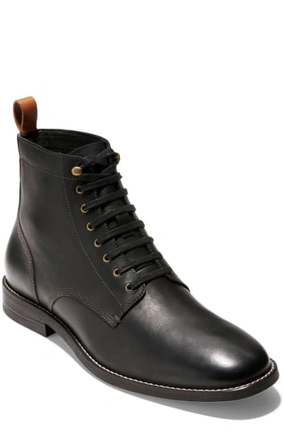 Shop Cole Haan Feathercraft Grand Plain Toe Boot In Black Leather