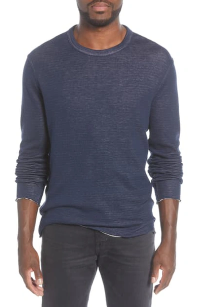 Shop John Varvatos Stamford Reversible Double Knit Pullover In Pacific Blue